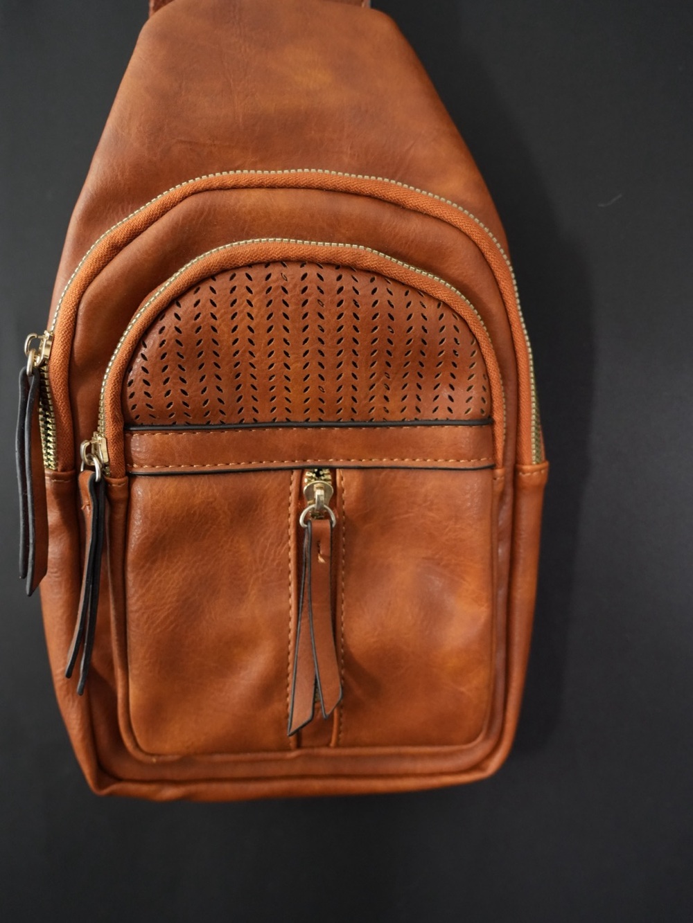 Tan Leather Crossbody Sling Bag - Minimalist Everyday Carry